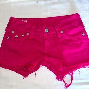 True Religion's Luxurious Fuchsia Pink Shorts